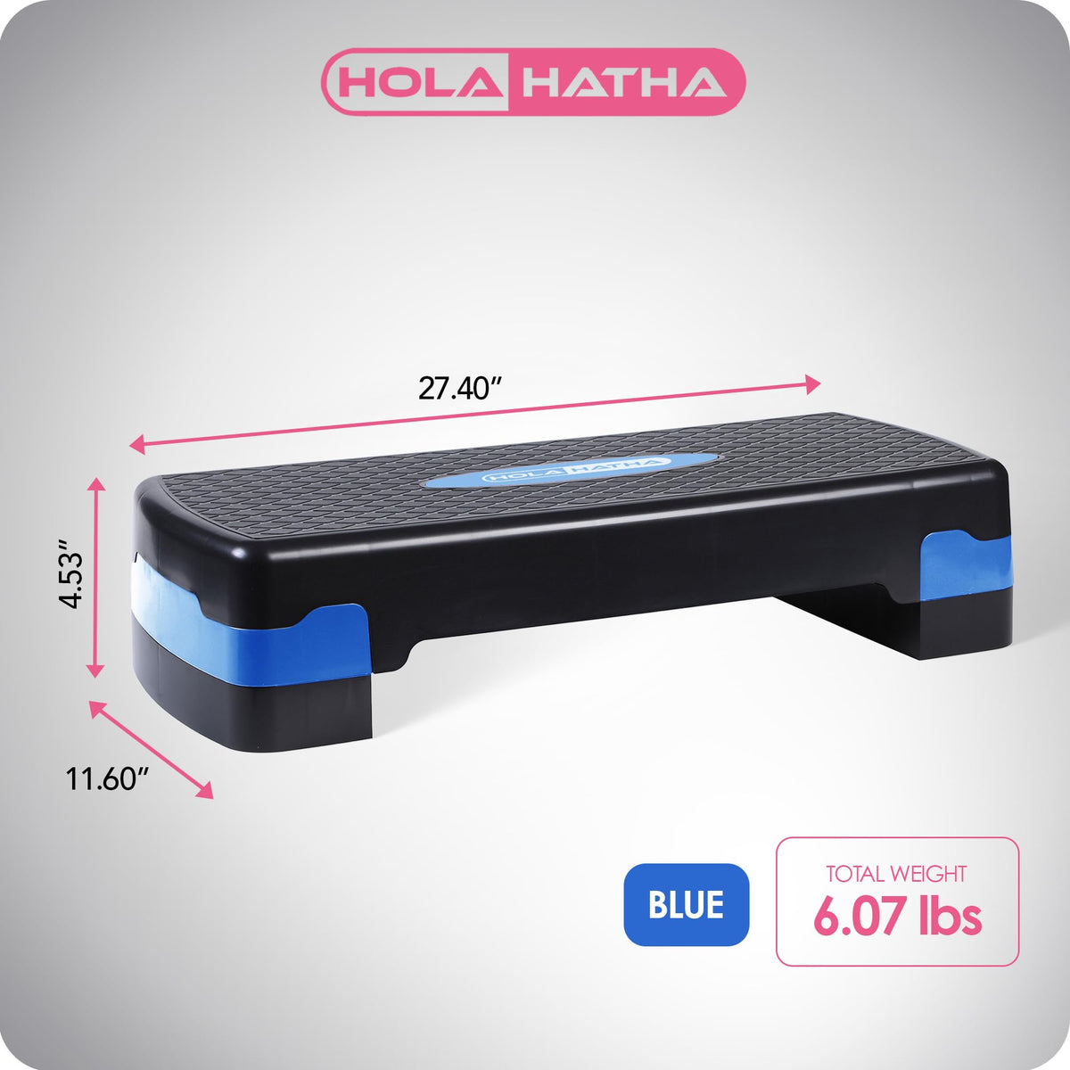 HolaHatha Compact Portable Aerobic Step Platform Exercise Fitness Equipment, Cardio Stepper with Adjustable Height for Home Gym