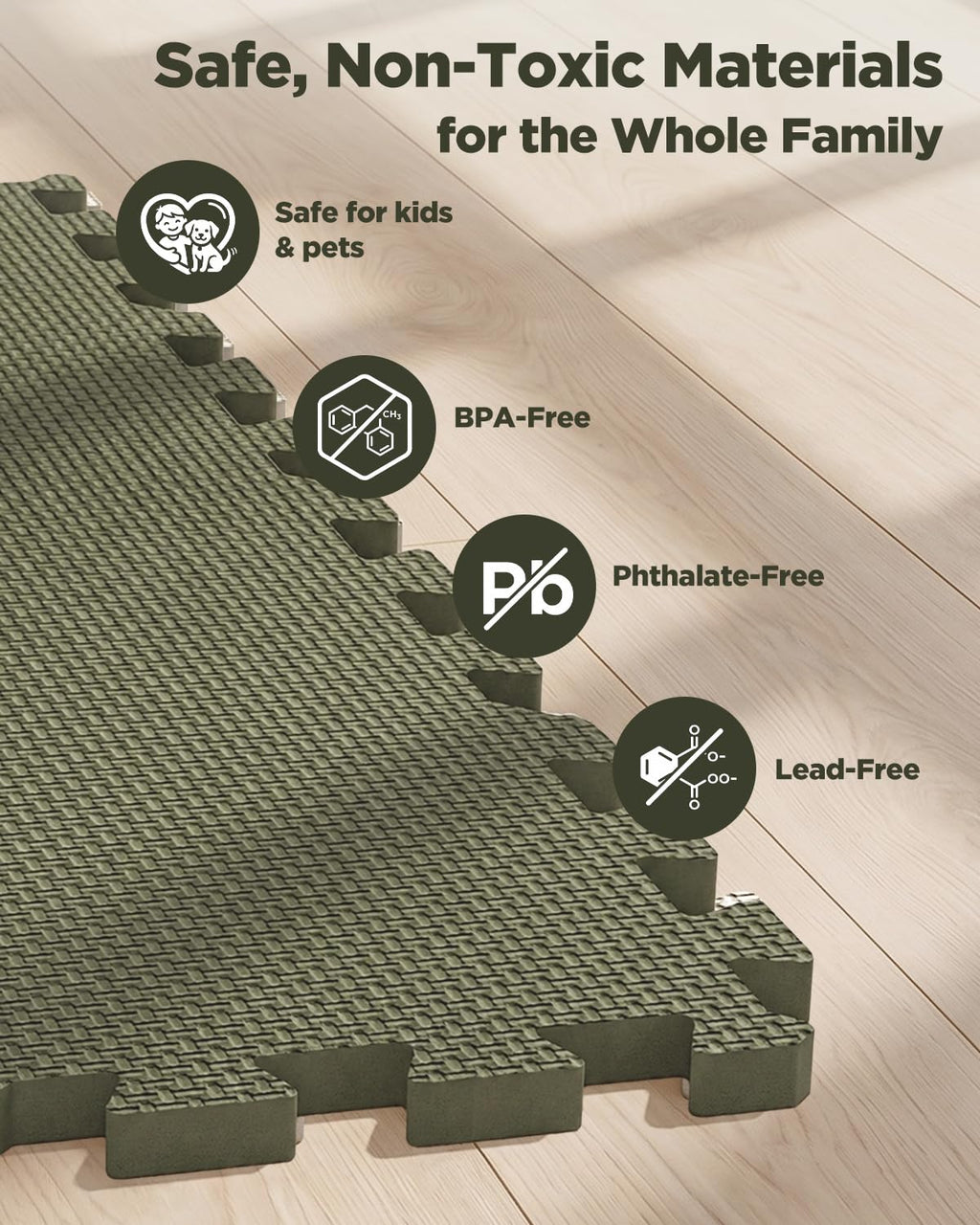 1/2" Thick 24 Pcs 96 Sq Ft EVA Foam Puzzle Exercise Mats, High-Density Interlocking Foam Floor Tiles for Home Gym, Gym Mat for Workout Equipment & Direct Exercise, Floor Padding for Kids