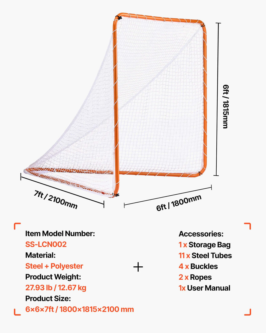 VEVOR Lacrosse Goal,Complete Portable Lacrosse Net Training Accessory Set