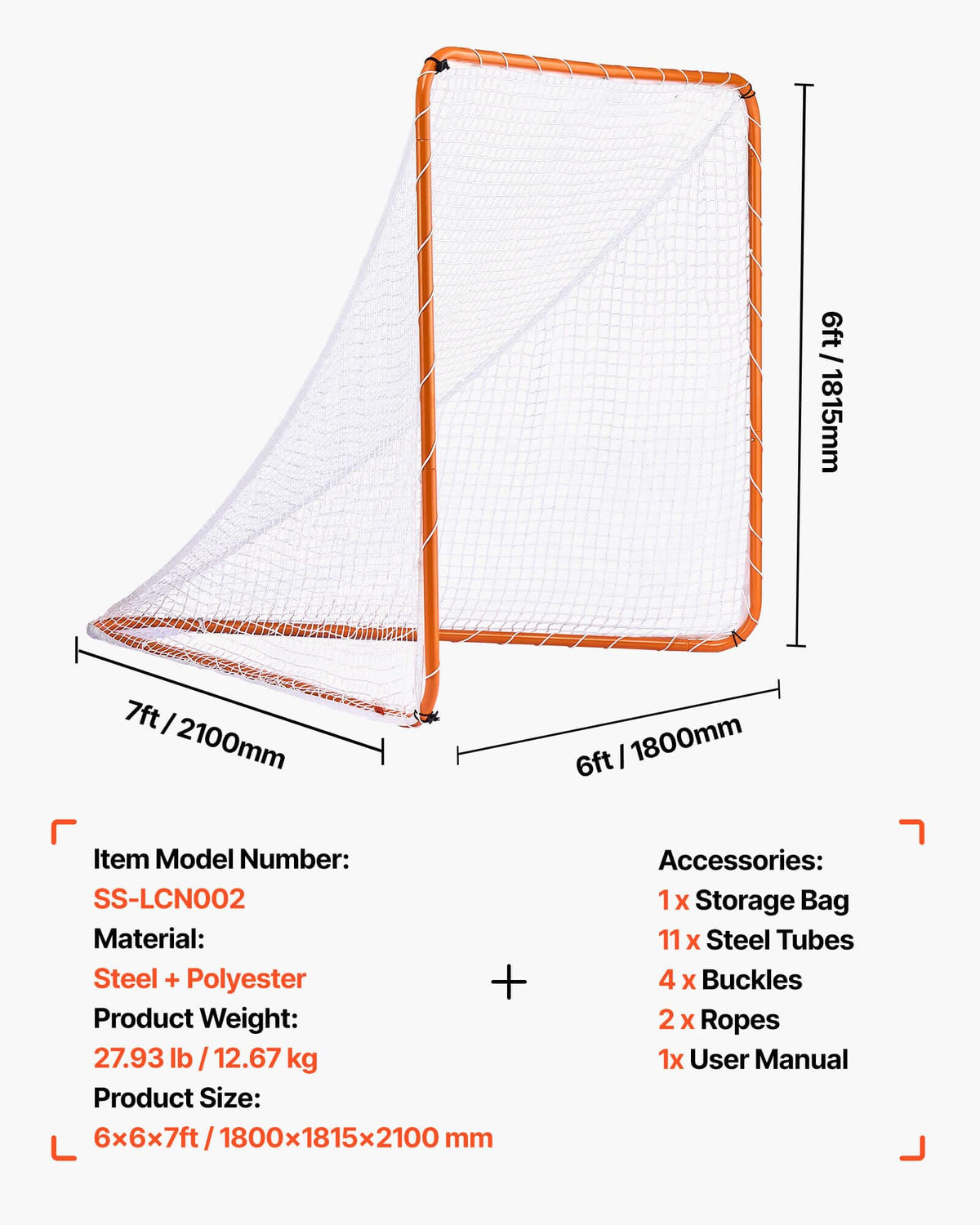VEVOR Lacrosse Goal,Complete Portable Lacrosse Net Training Accessory Set