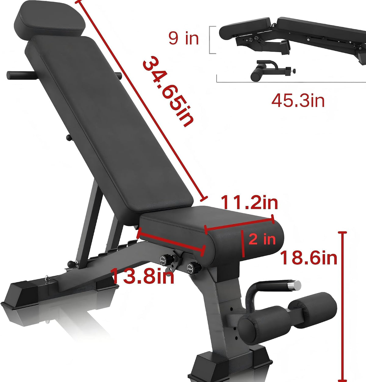 YOUTEN 1300 LB Weight Bench With Headrest Heavy Capacity | 9-4-4 90Â° Adjustable Incline Decline Exercise Chair for Home Gym More Stable and Durable | Foldable Training Lifting Bench | Dragon Flag Handle for Abdominal Arm Workout 2025 New Version
