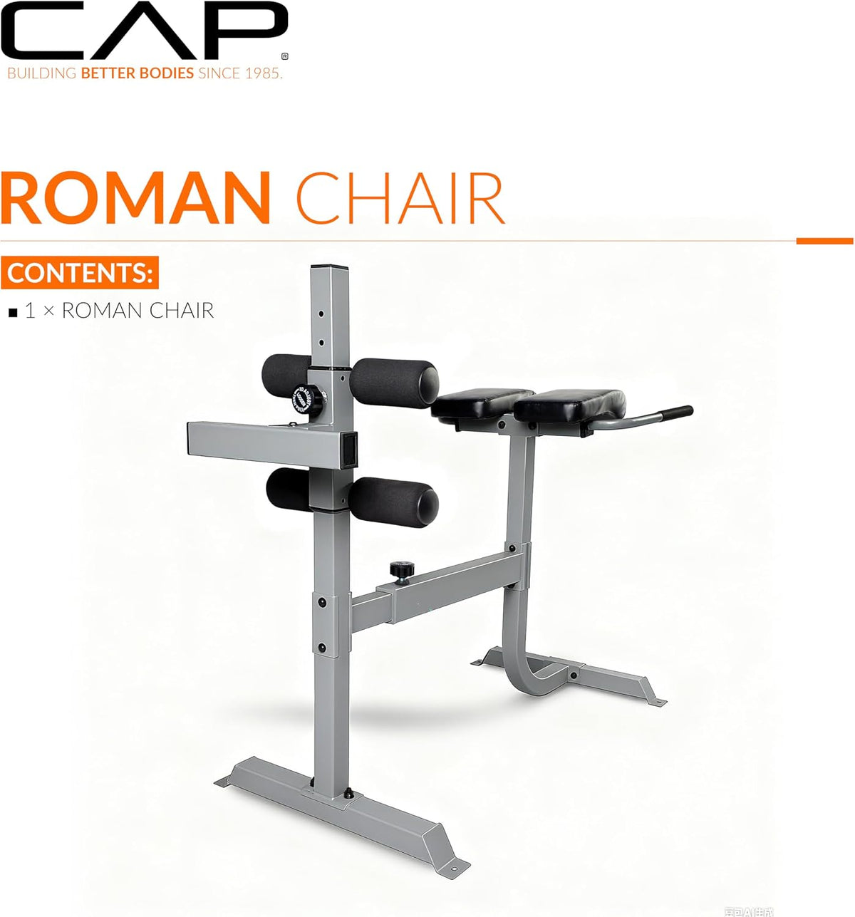 Cap Strength Roman Chair â Adjustable Back Extension Bench for Core & Glute Workouts, Heavy-Duty 300 LB Capacity - Black and Gray Options