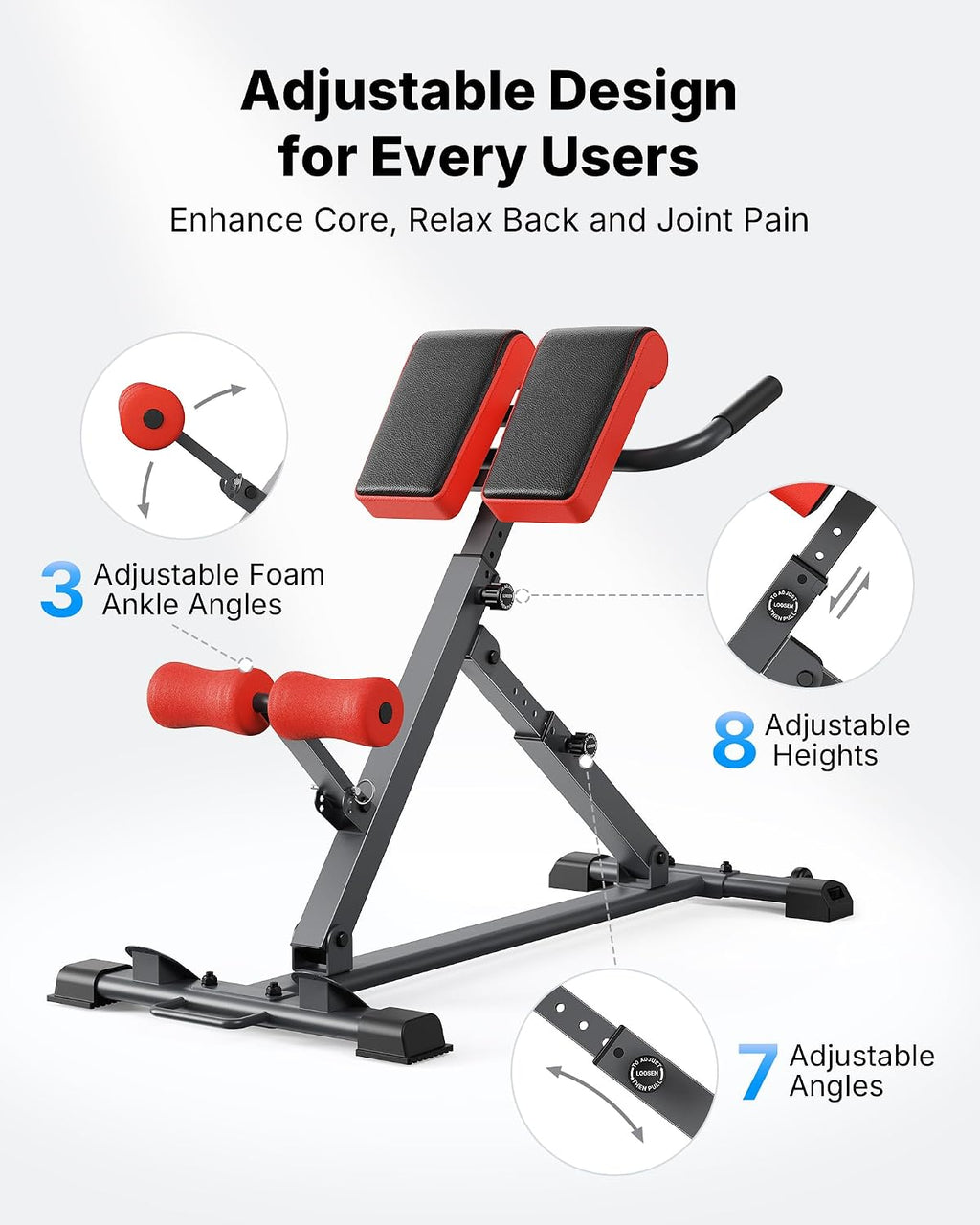 MERACH Back Extension Machine Roman Chair, Adjustable Foldable Bench