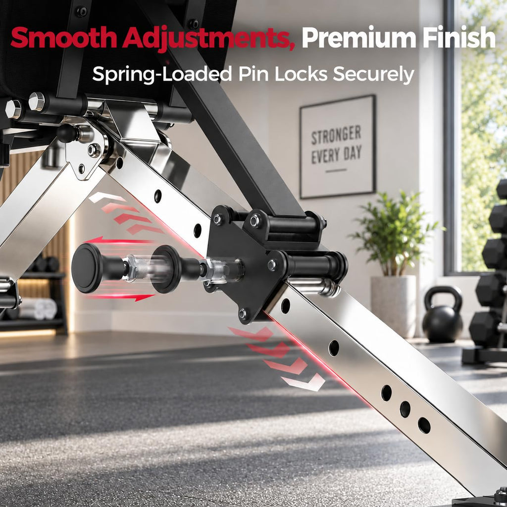 FLYBIRD WB5 Weight Bench, ASTM-Certified 800LBS Adjustable Weight Bench Workout Bench Foldable for Home Gym, 90Â° to -30Â° FID and 30in Extended Backrest for Bench Press Strength Training Exercise