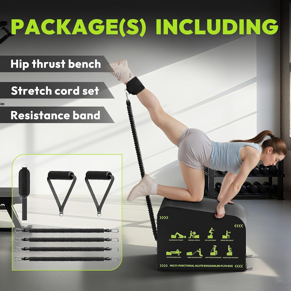 HANDBODE Hip Thrust Bench, Multi-Functional Slip-Free Hip Thrust Machine