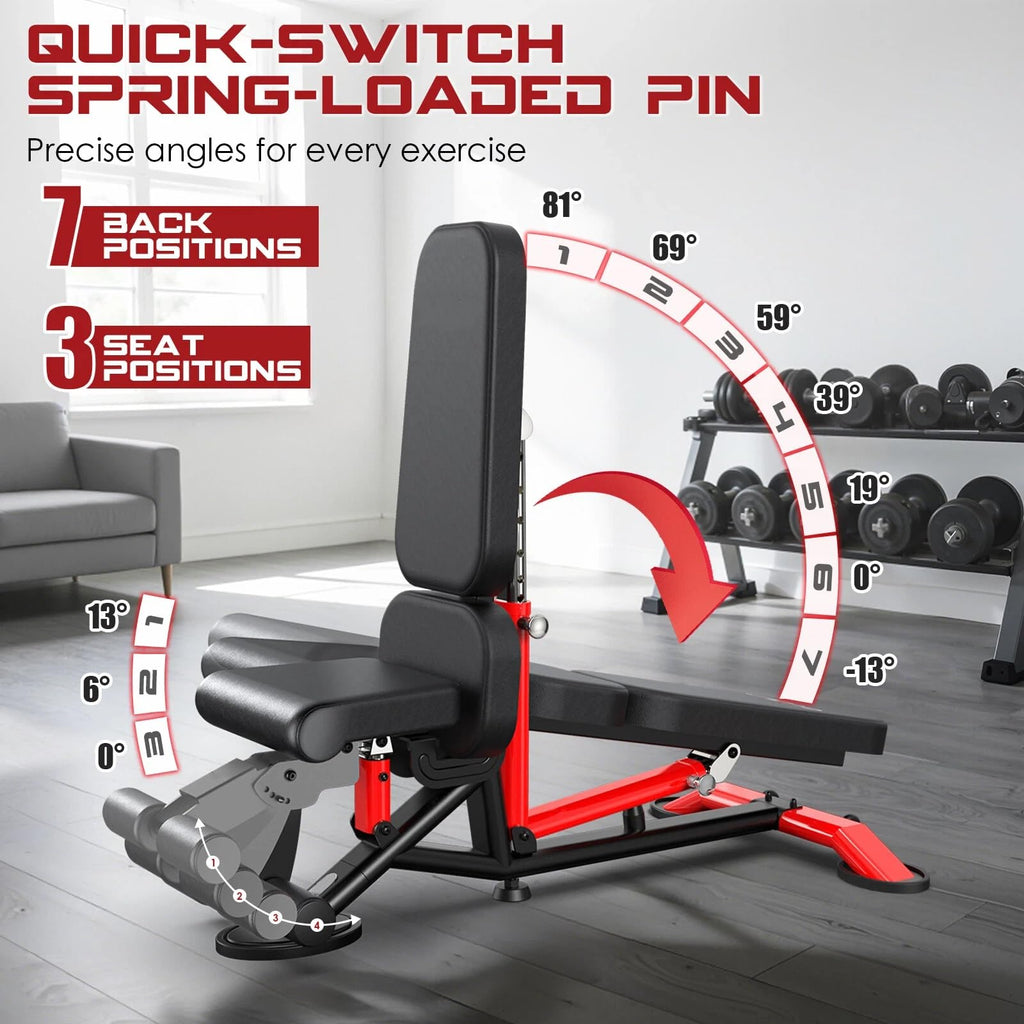 Commercial Adjustable Weight Bench, Heavy Duty 1800LBS