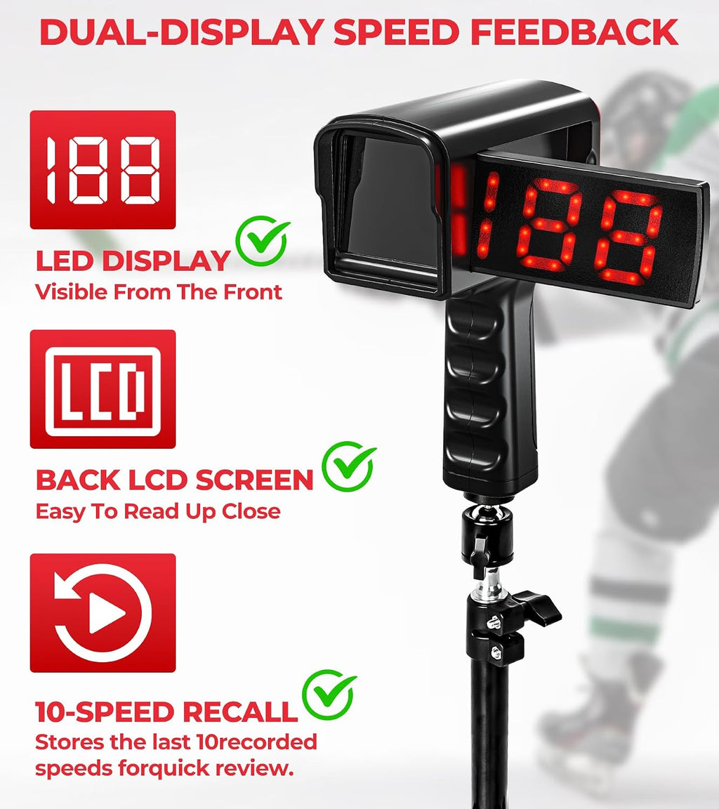 54-Inch Heavy-Duty Street Hockey Goal and Speed Radar Set