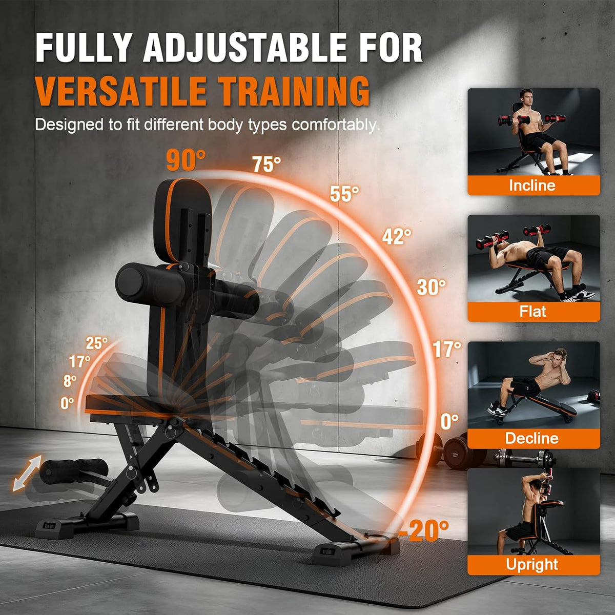 Adjustable Weight Bench for Home Gym, Foldable Workout Bench, Incline Bench