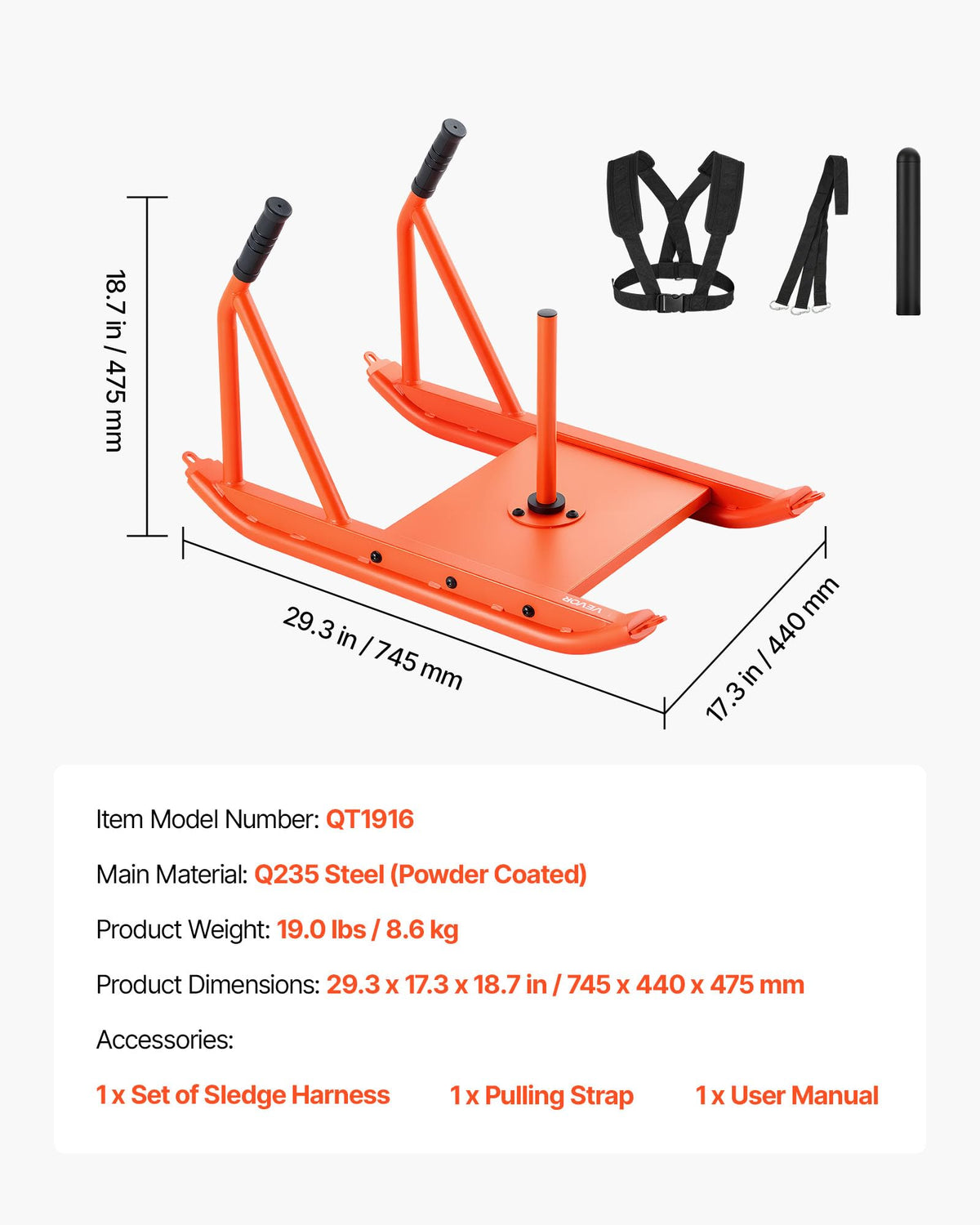 VEVOR Weight Sled,Workout Sled for Push-Pull Running & Strength Training