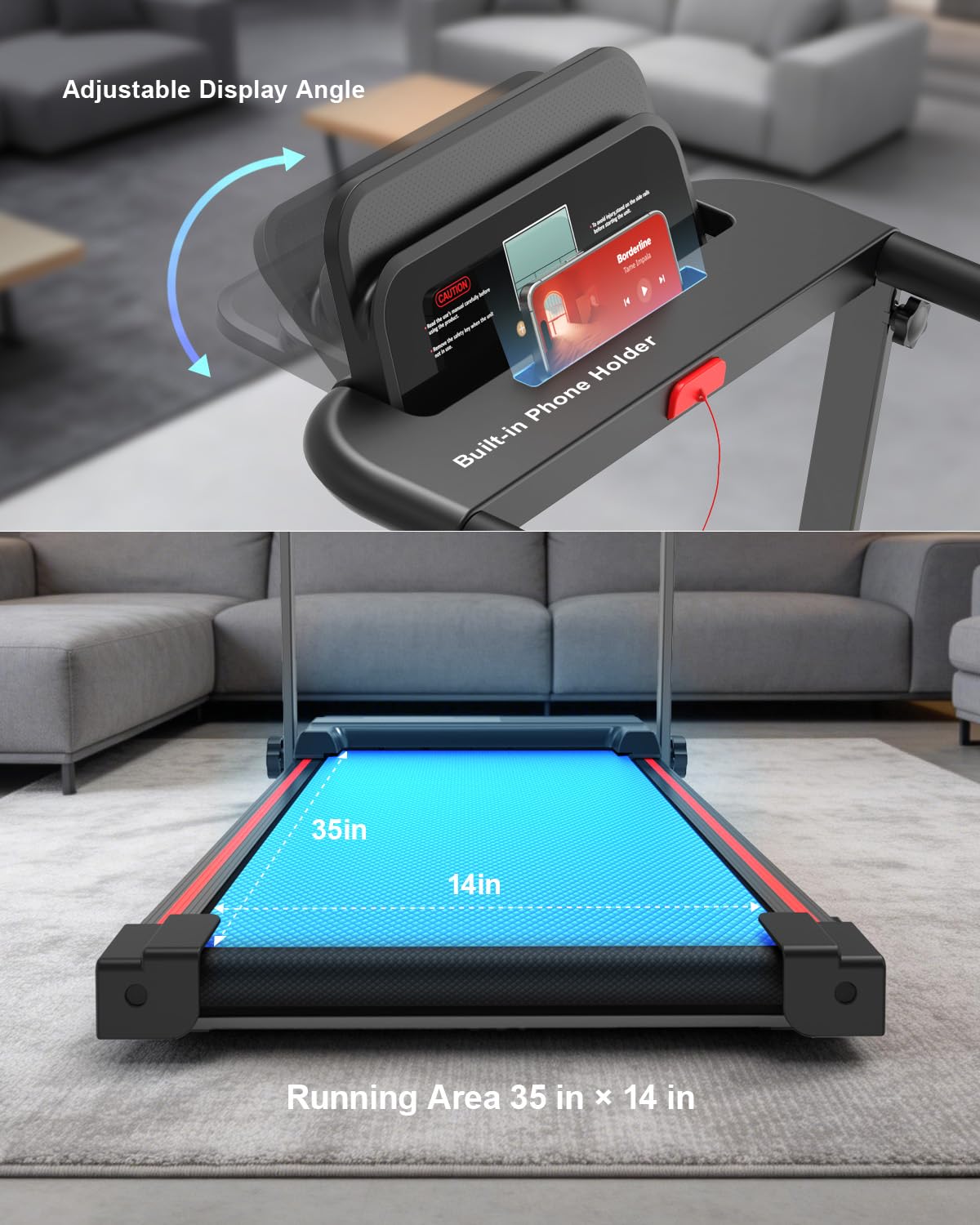 Treadmills for Home, Walking Pad with Incline, Caminadoras para Hacer Ejercicio, 0.6-6.2 MPH Portable Foldable Under Desk Caminadora, ElÃ©ctrica Casa Tredmill, Folding Compact Running Machine