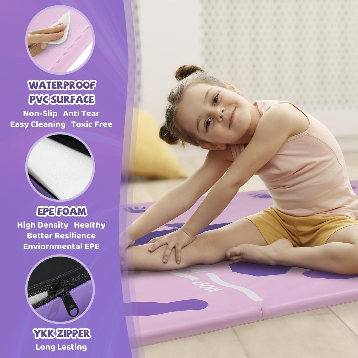 Kangaroo Hoppers Gymnastics Tumbling Mats Foldable Gym Tumble Mat for Kids