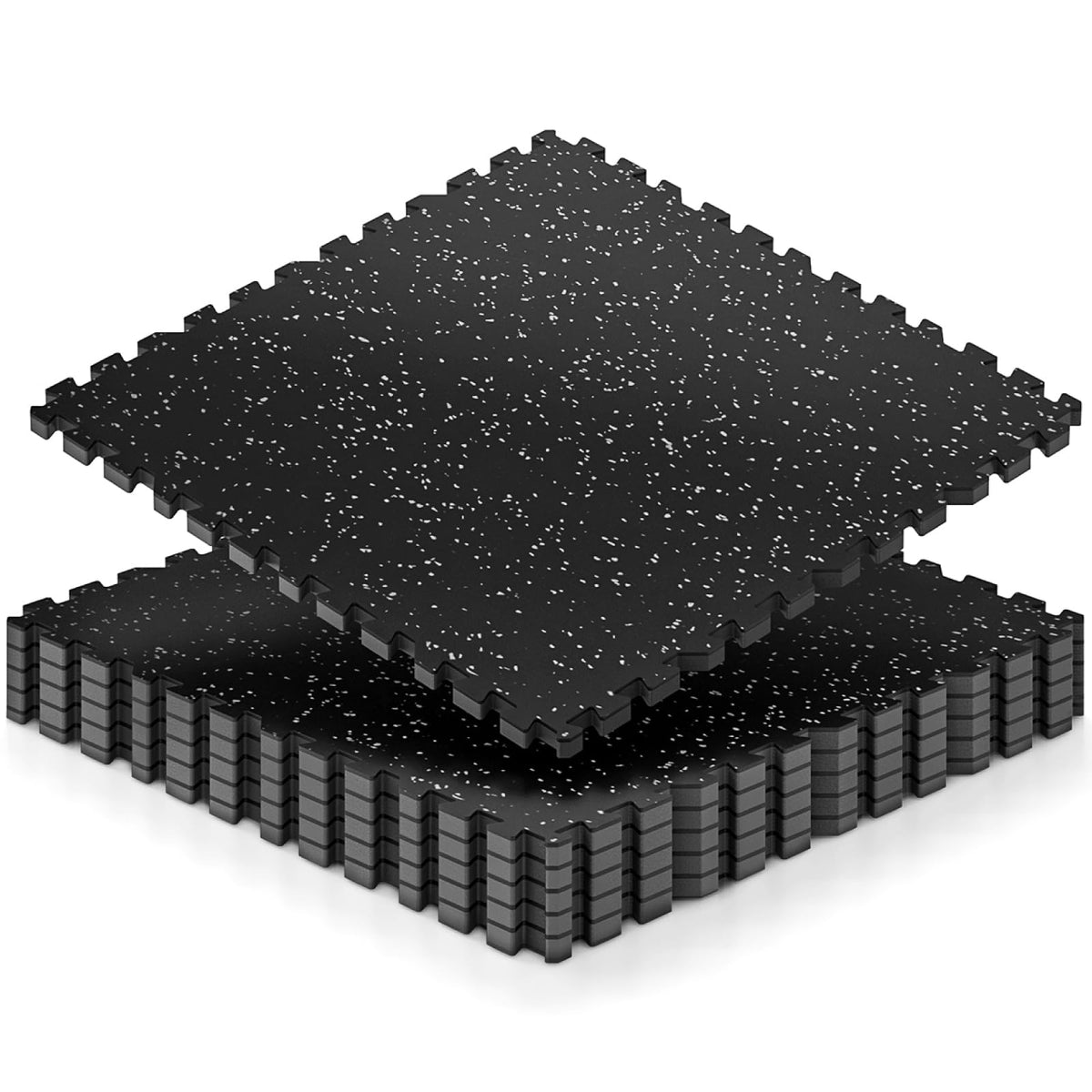 0.6" Thicker 12 Pcs Rubber Top Gym Flooring for Home Gym, Gym Mat