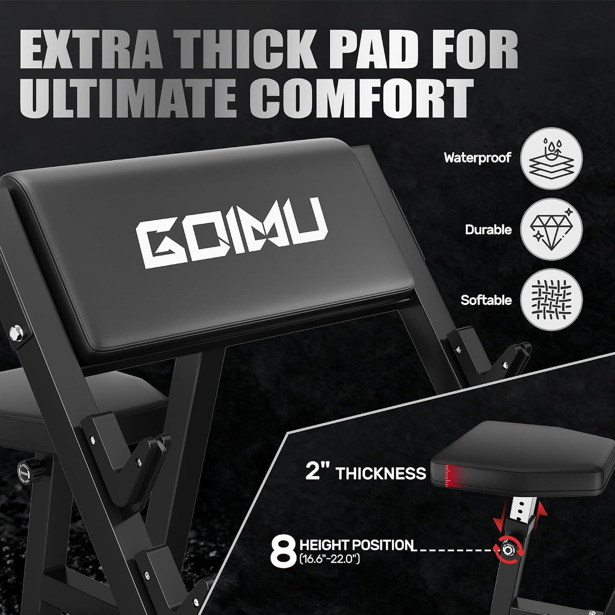 PC01 Preacher Curl Bench, Seated Arm Isolated Barbell Dumbbell Bicep Station, Adjustable Bicep Curl Machine with 2 Bar Holders for Home Gym