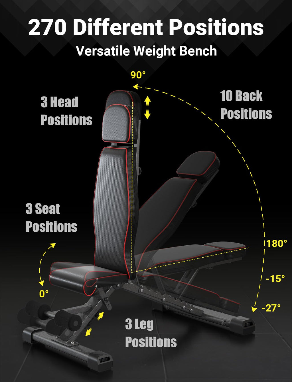 YOLEO Adjustable Weight Bench with Bench Press Stand, Foldable Workout Bench with Extended Head/Elbow Pad(for Users up to 7')
