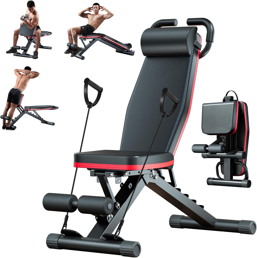 ALSO GO 14in1 Adjustable Weight Bench for Home Gym, Foldable Workout Bench