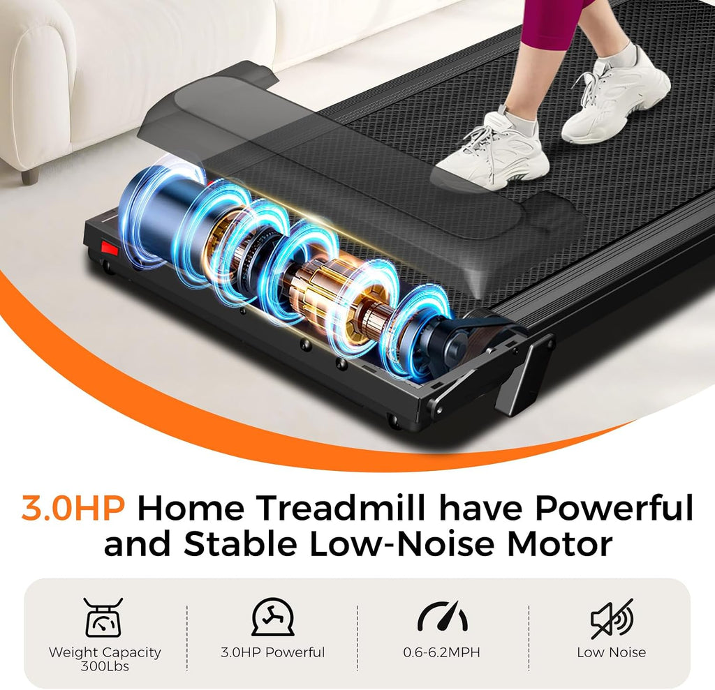 Aiteid Treadmill with 12% Incline, 3.0HP Low Noise Treadmills for Home, Portable Electric Treadmill with Handles, Walking Pad, Compact Running Machine, Walking Pad with Handle, 0.6-6.2MPH