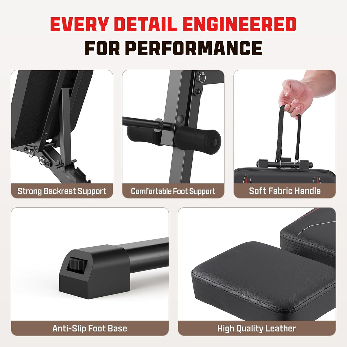 OPPSDECOR Adjustable Weight Bench with Leg Extension and Preacher Curl Pad