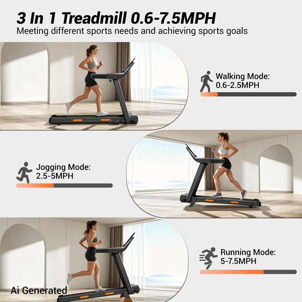 LONTEK 18% Incline Treadmills for Home with Handle Bar