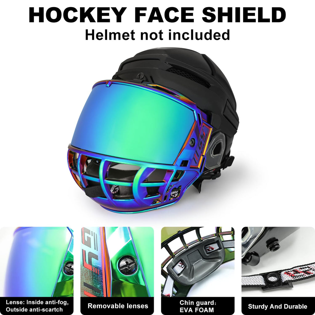 GY Hockey Full Shield Visor Junior Ice Hockey Helmet Full Face Protection Visor Youth Anti-Scratch/Anti-Fog