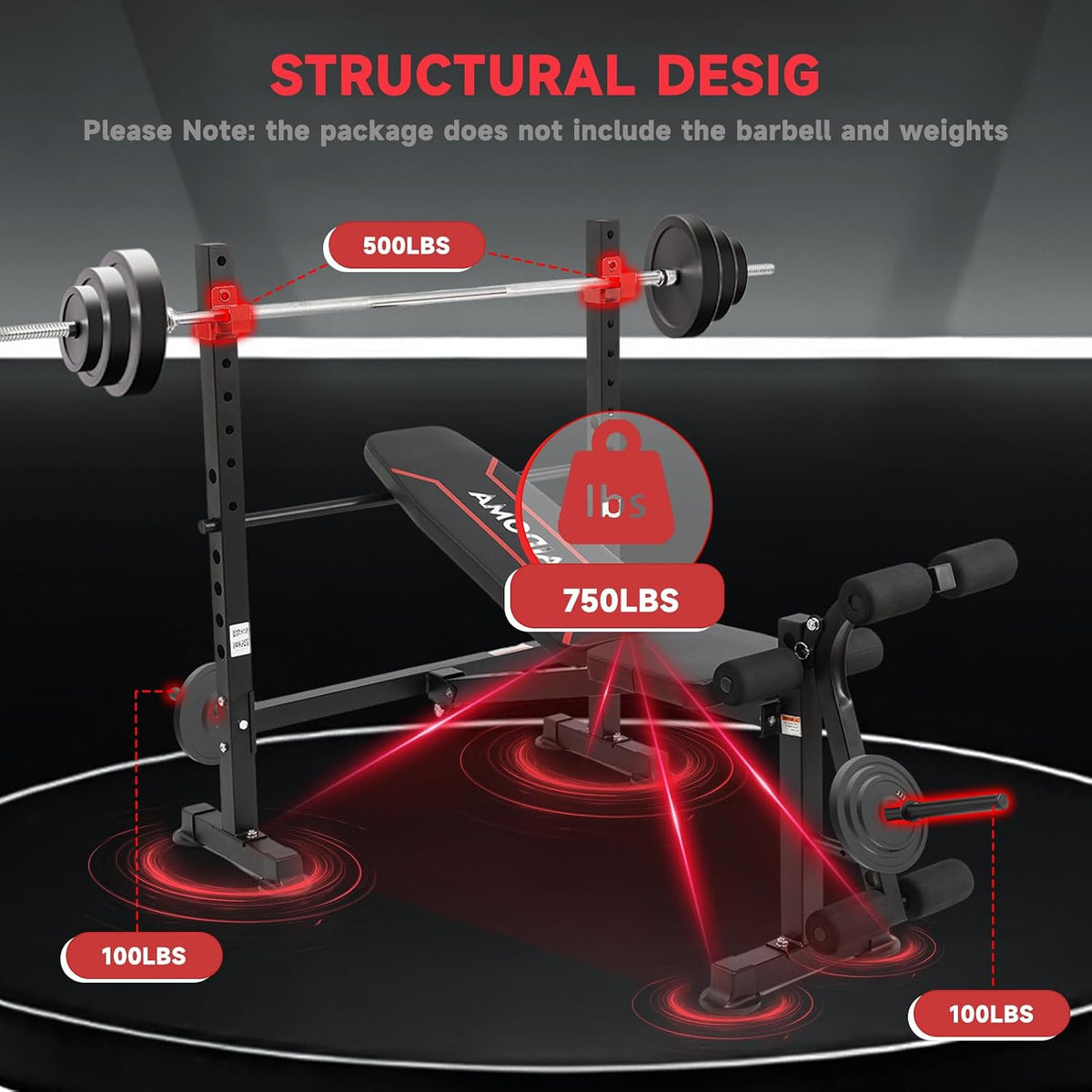 MAIDOMA 1500LBS Foldable 8 IN 1 Weight Bench with Upgraded Leg Extension