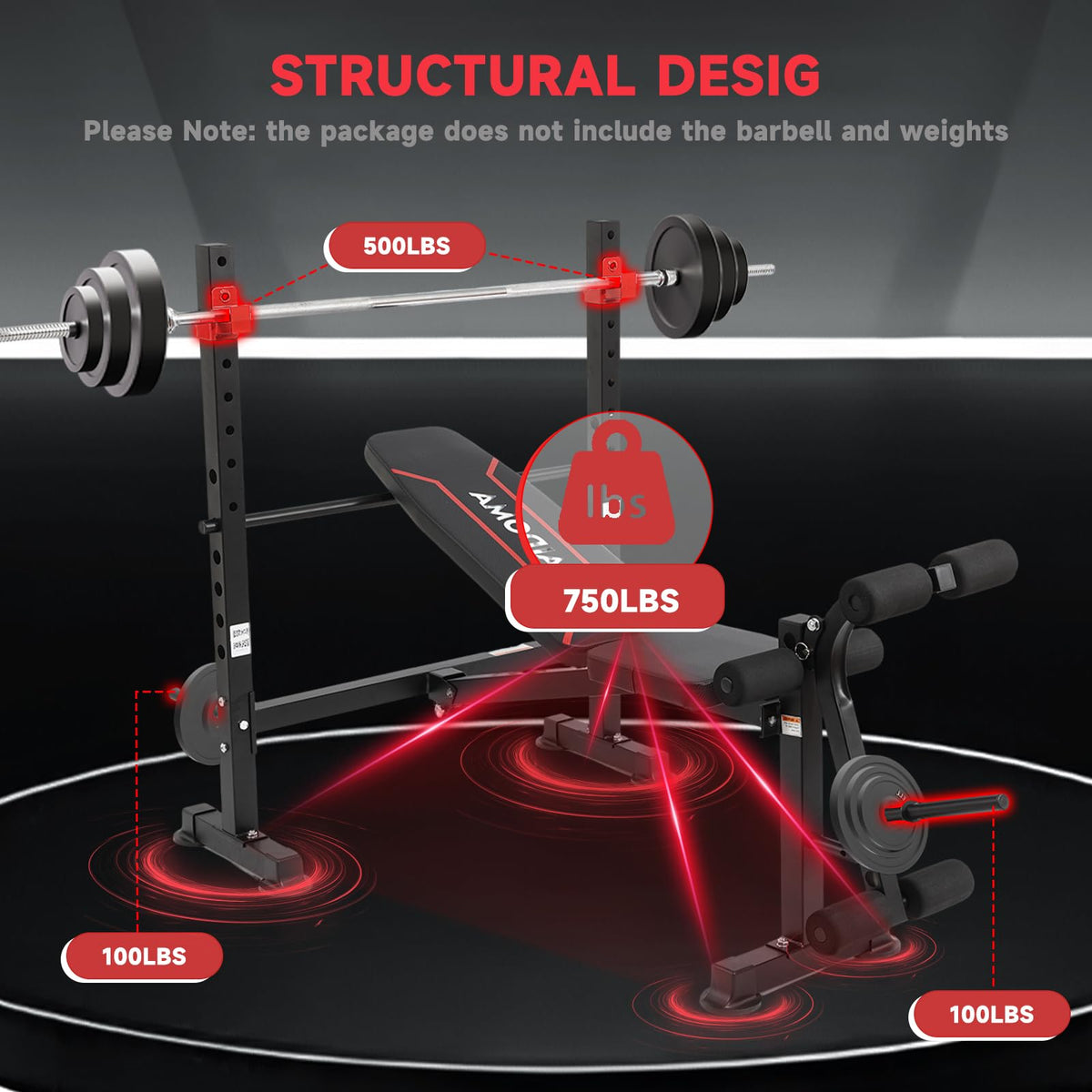 750LBS Adjustable Weight Bench Set for Full Body Workout