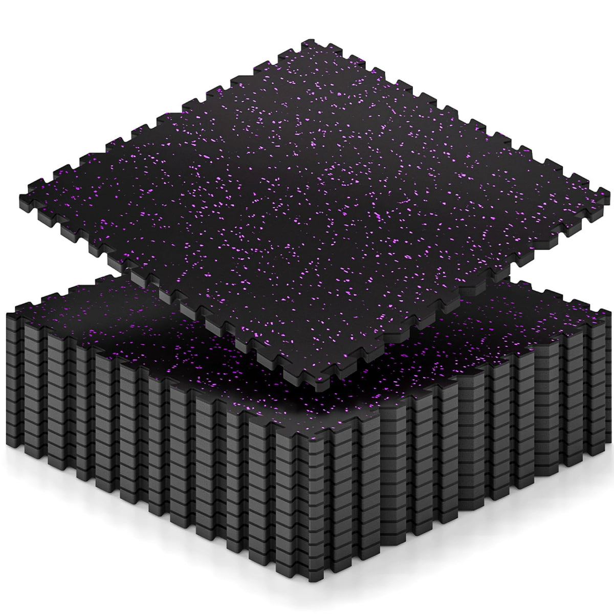 0.6" Thicker 12 Pcs Rubber Top Gym Flooring for Home Gym, Gym Mat
