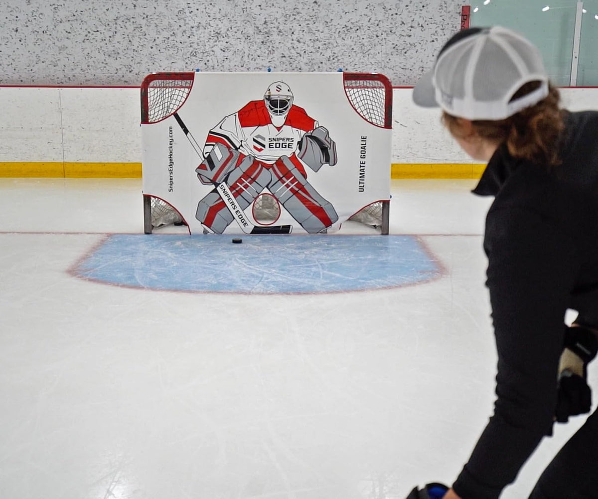 Snipers Edge Hockey Ultimate Goalie Shooter Tutor â Fits Inside Goal, Durable Impact-Resistant Vinyl, Enhances Shooting Accuracy, Ideal for Training & Practice, Dryland Hockey Accessories