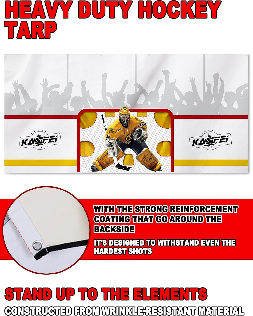 kasifei â 8' x 16' Heavy Duty Hockey Shooting Tarp â Built-in Shooter Tutor â Great Hockey Net Replacement â Training Equipment for All Skill Levels - Garage & Wall Protection