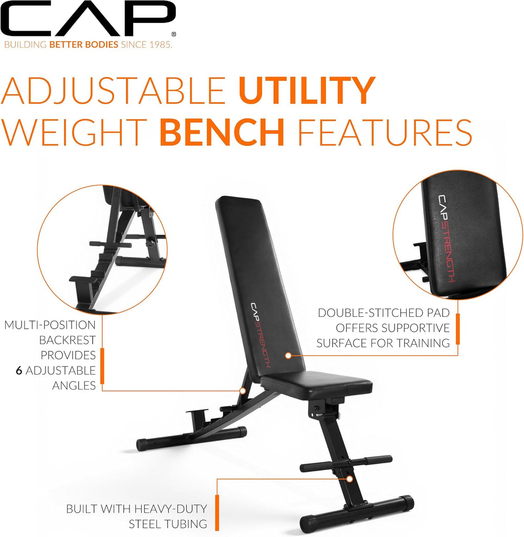 CAP Barbell Multi-Purpose Adjustable Utility Strength Training Weight Bench | Multiple Options