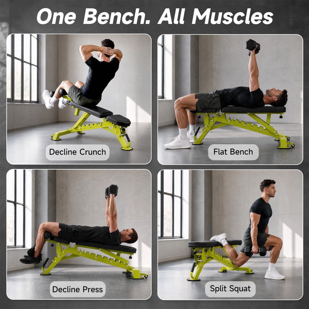 SPORTSOUL 1300LB Weight Bench, 50 Adjustable Positions FID Workout Bench