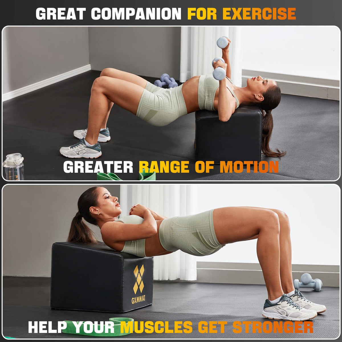 GXMMAT Hip Thrust Bench, Multi-Functional Hip Thrust Machine with Non-Slip Bottom Surface, Hip Thrust Box at Home Gym for Glute Bridge, Push-Ups, Squat, Ab Exercise, and All Body Workout Equipment