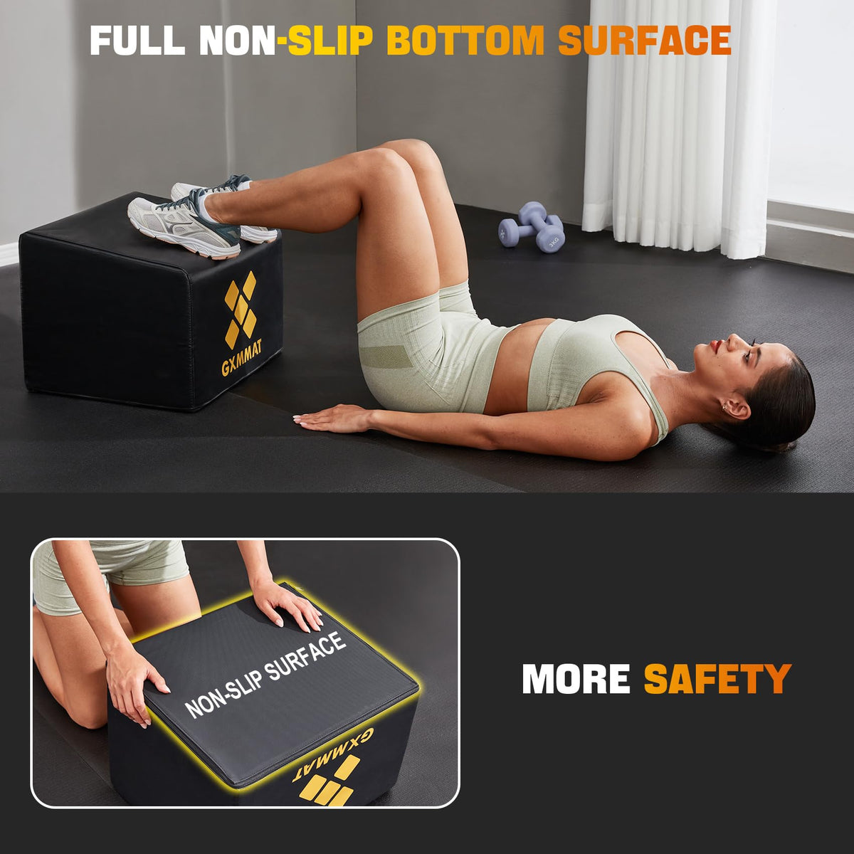 GXMMAT Hip Thrust Bench, Multi-Functional Hip Thrust Machine with Non-Slip Bottom Surface, Hip Thrust Box at Home Gym for Glute Bridge, Push-Ups, Squat, Ab Exercise, and All Body Workout Equipment