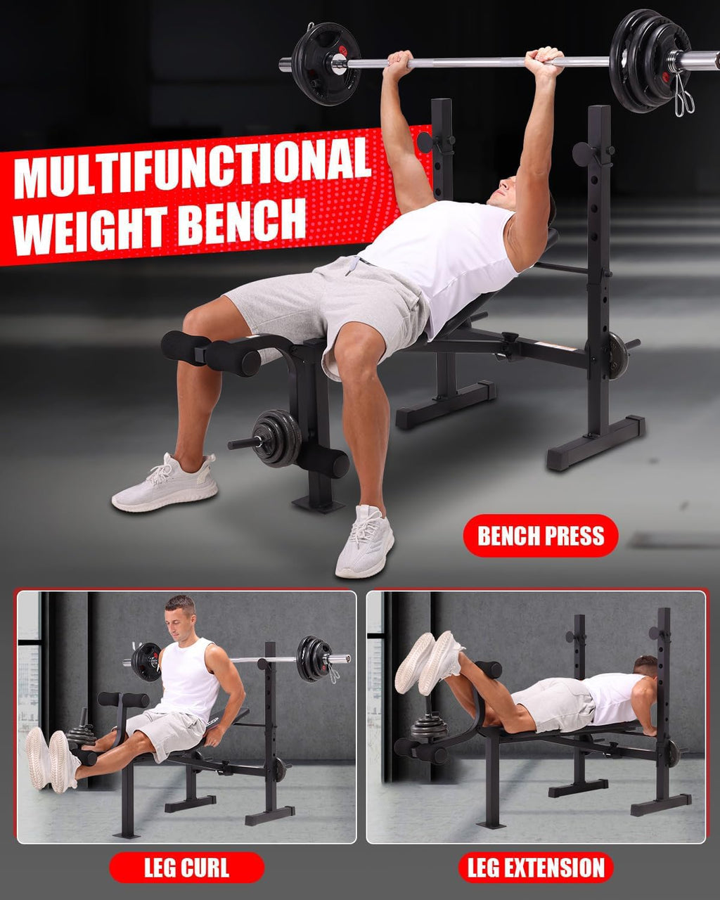 OPPSDECOR Weight Bench Set for Home Gym, 900LBS Adjustable Bench Press