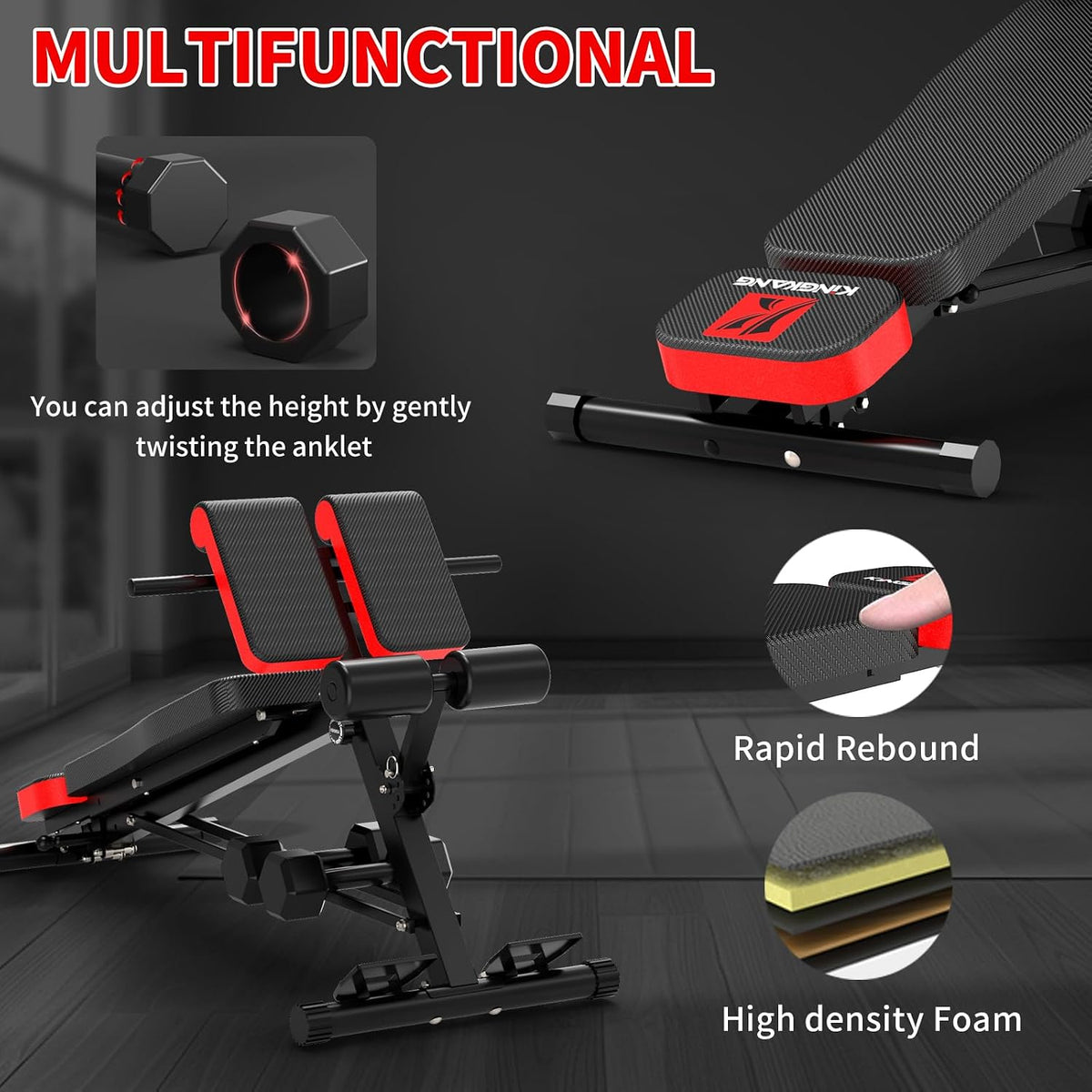 K KINGKANG Weight Bench,Load 500LBS Roman Chair Adjustable Decline/Flat