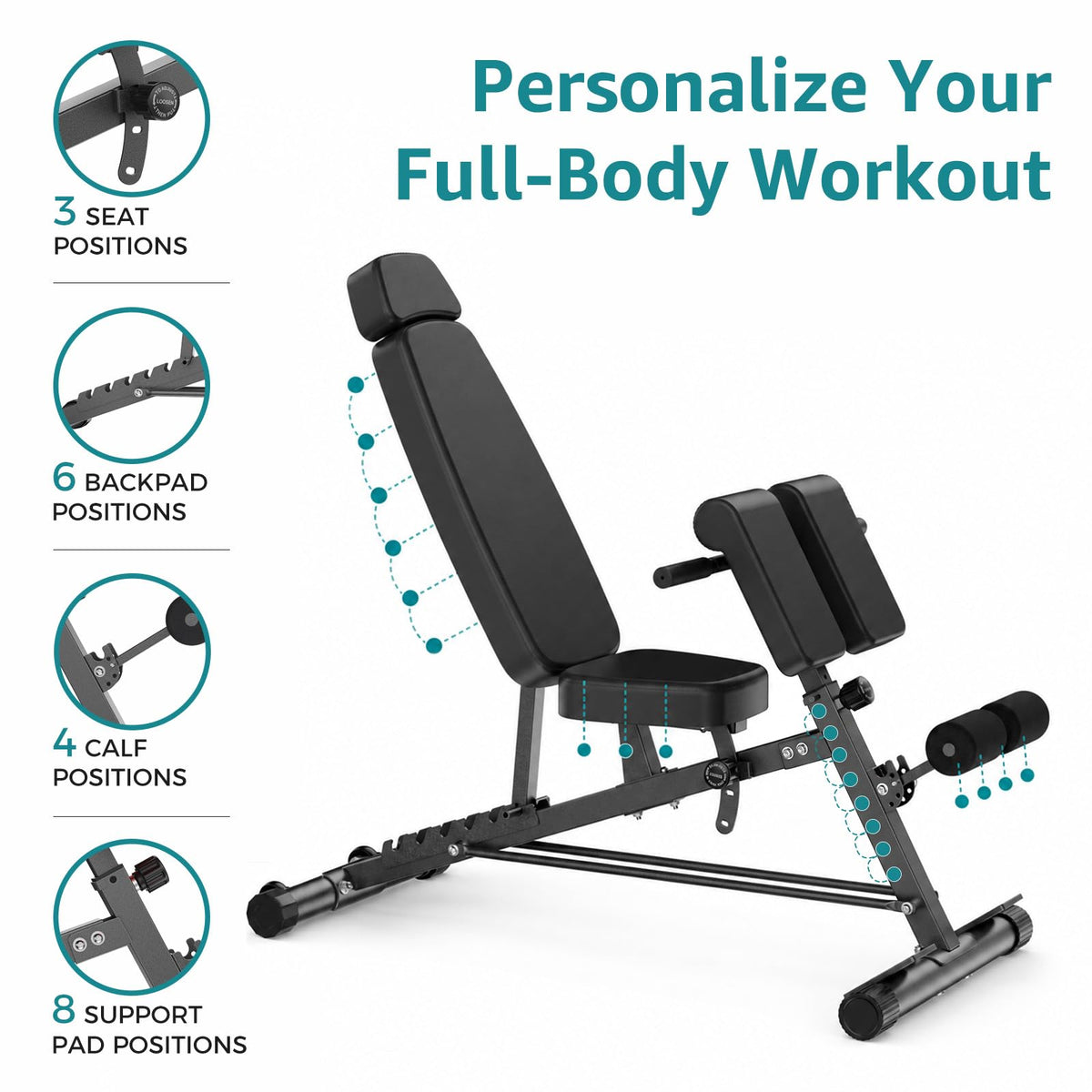 OLIXIS Adjustable Weight Bench, 660 LBS Foldable Workout Bench Press