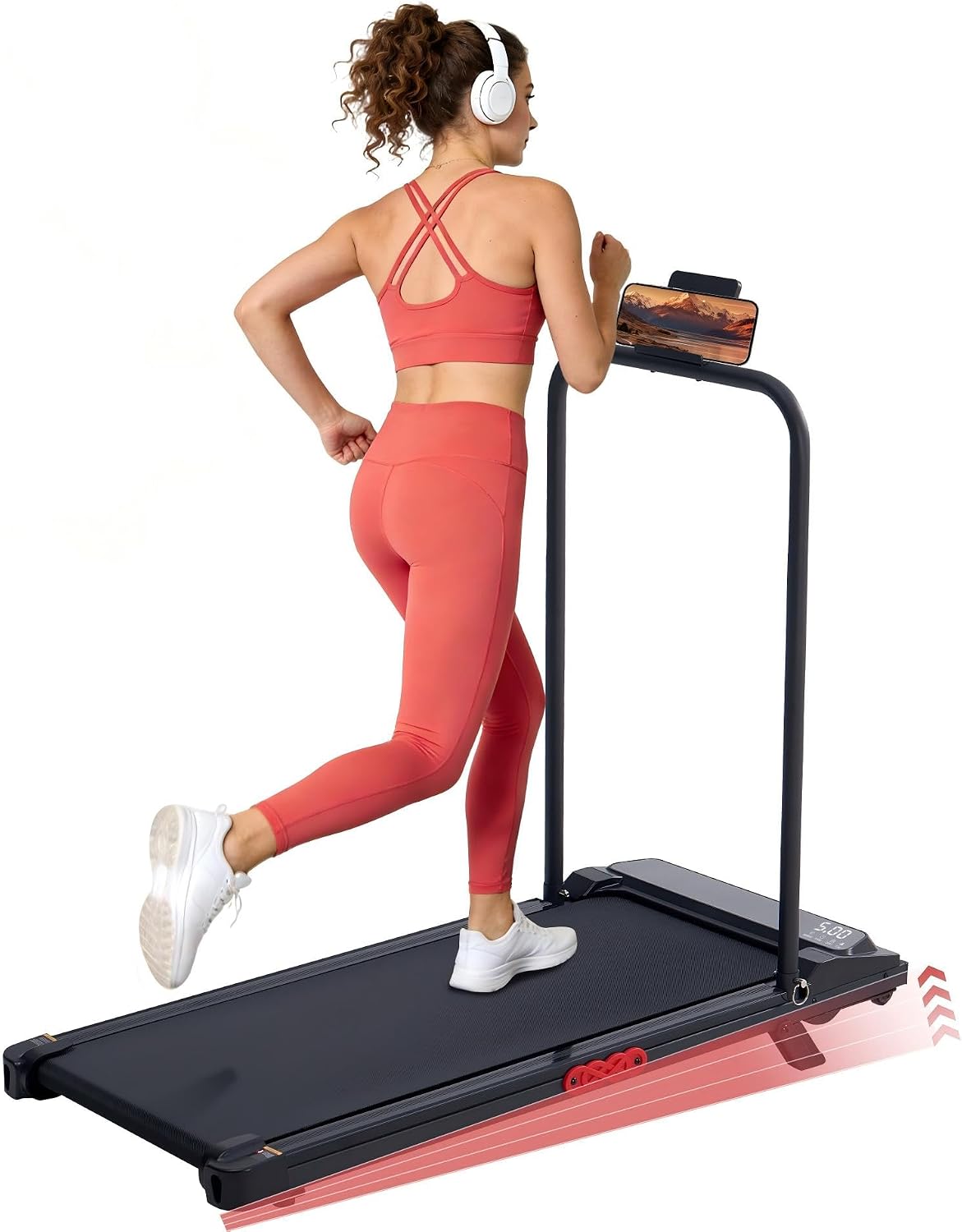 MCRG Portable Walking Pad Treadmill with Handle Bar Incline for Home Small, 3.5HP Electric Walking Pad Treadmill with Incline, Compact Mini Treadmill with Handles for Exercising, 0.6-10MPH, 400LBS