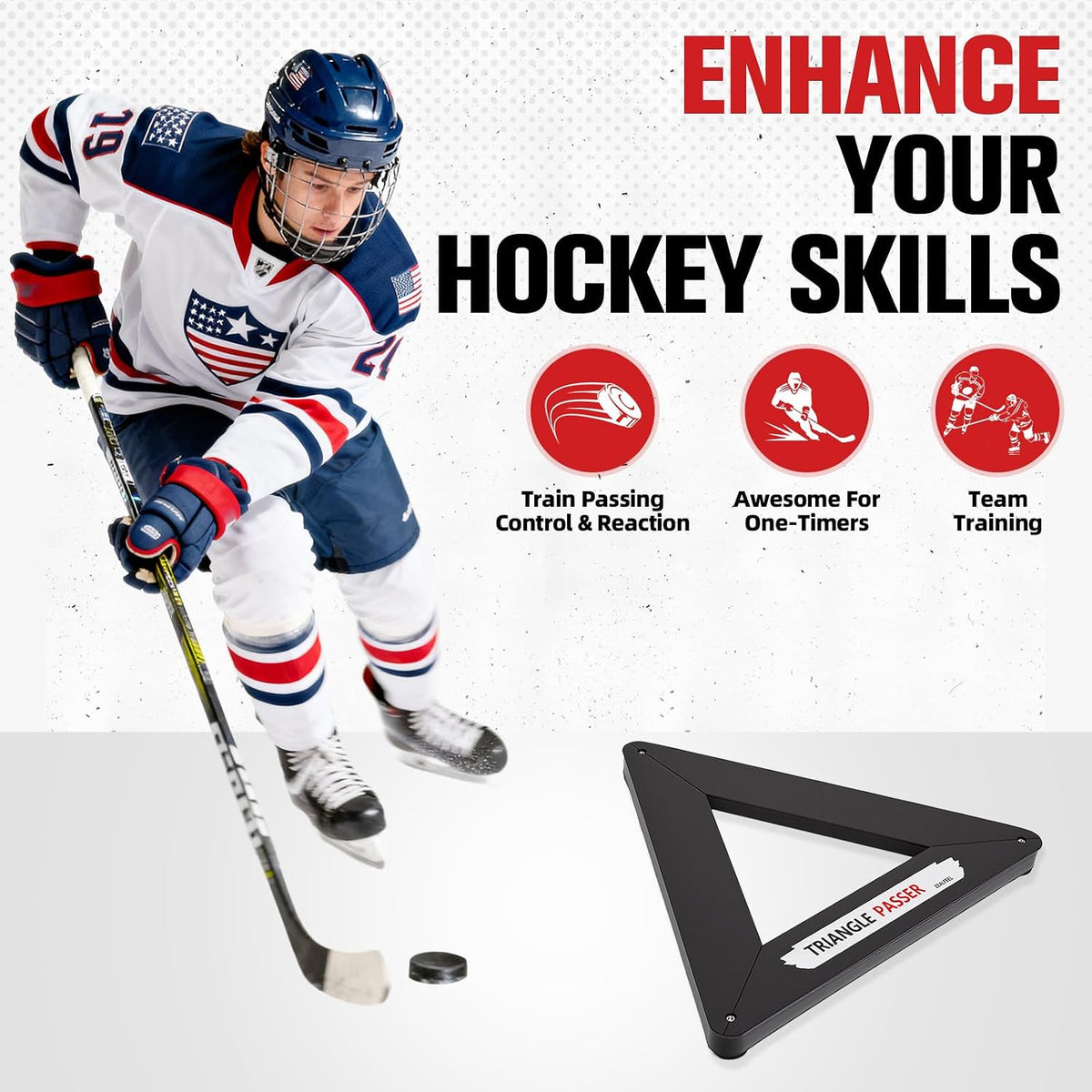 ZEALFEEL Triangle Hockey Rebounder, 26 Inch Passer Training Aid
