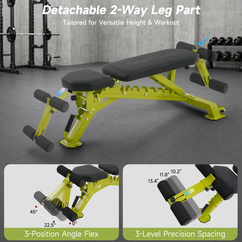 SPORTSOUL 1300LB Weight Bench, 50 Adjustable Positions FID Workout Bench