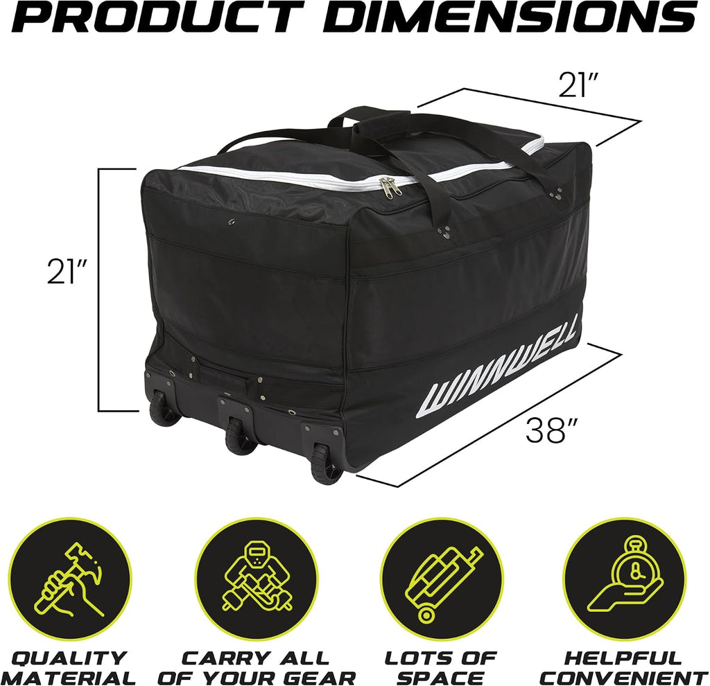 Winnwell Hockey Wheel Goalie Bag - Large Equipment Bag with Wheels to Store Goalie Gear - Made for Ice & Field Hockey Goalies