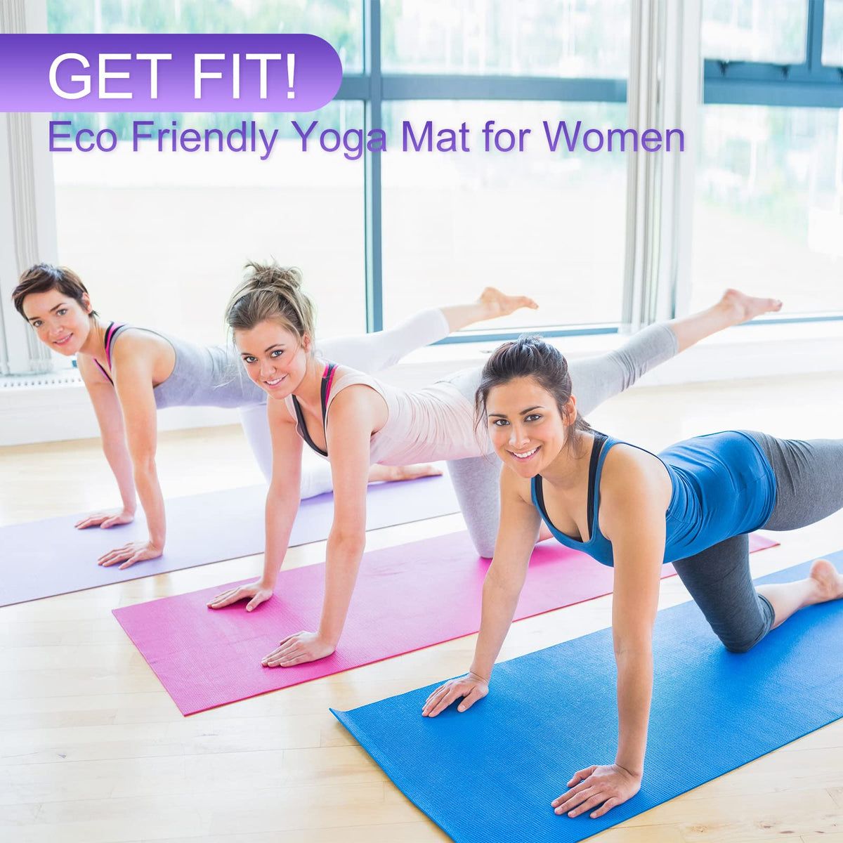 Funtery 3 mm Thin Yoga Mats Bulk, 68 x 24 in