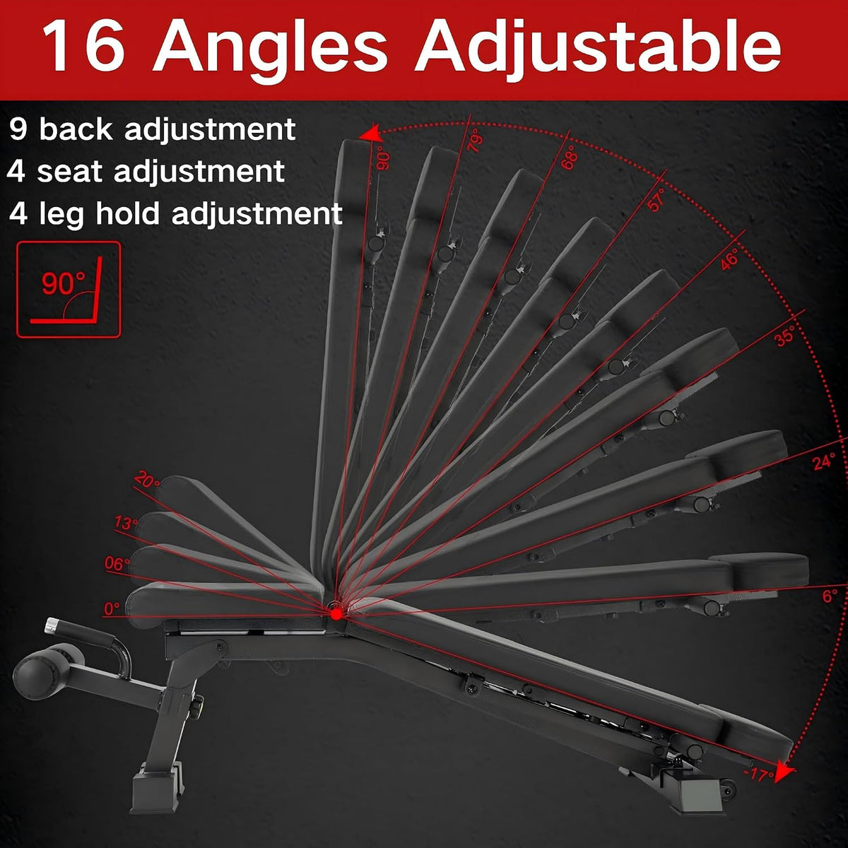 YOUTEN 1300 LB Weight Bench With Headrest Heavy Capacity | 9-4-4 90Â° Adjustable Incline Decline Exercise Chair for Home Gym More Stable and Durable | Foldable Training Lifting Bench | Dragon Flag Handle for Abdominal Arm Workout 2025 New Version