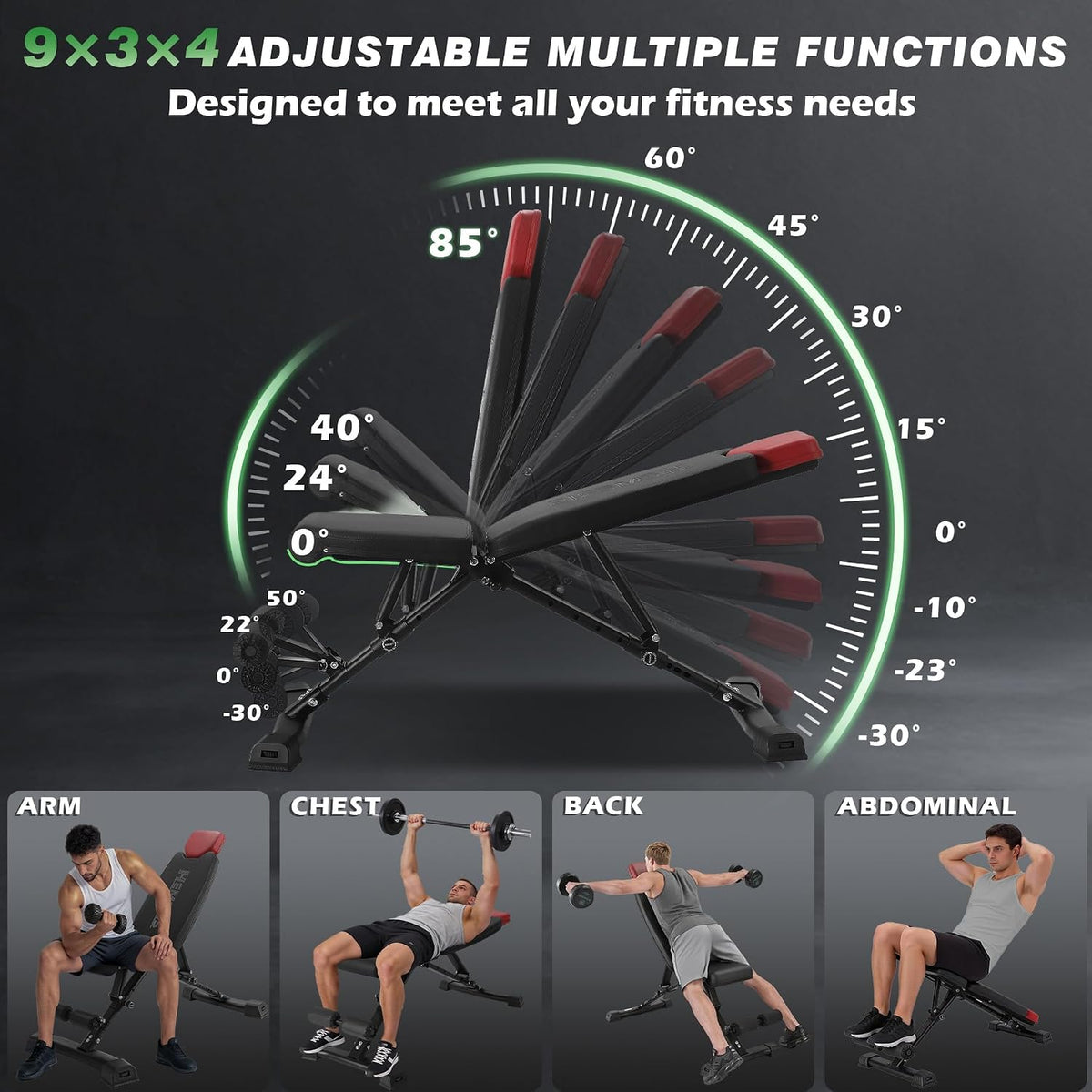 Adjustable Weight Bench 32 In Backrest
