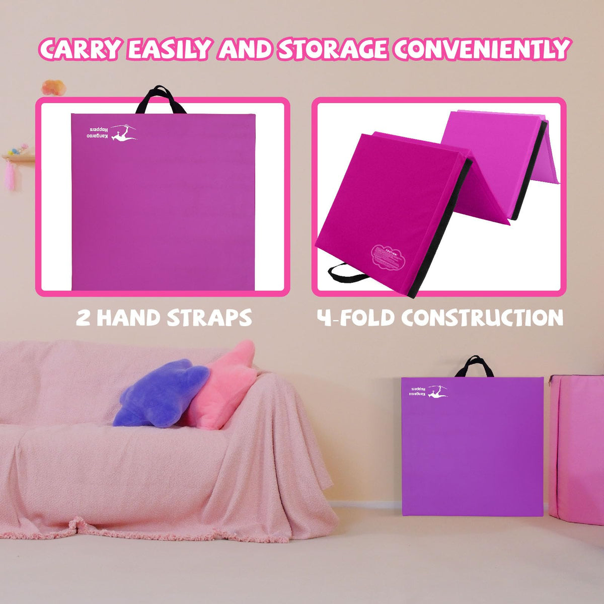 Kangaroo Hoppers Gymnastics Tumbling Mats Foldable Gym Tumble Mat for Kids