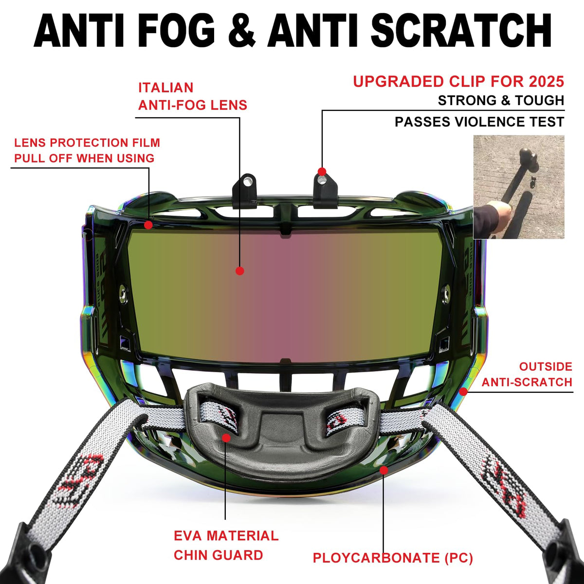 GY Hockey Full Shield Visor Junior Ice Hockey Helmet Full Face Protection Visor Youth Anti-Scratch/Anti-Fog