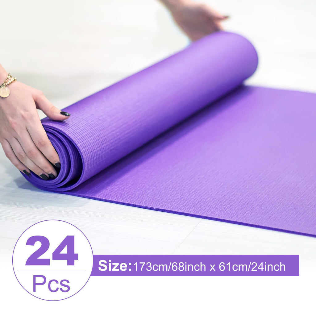Funtery 3 mm Thin Yoga Mats Bulk, 68 x 24 in