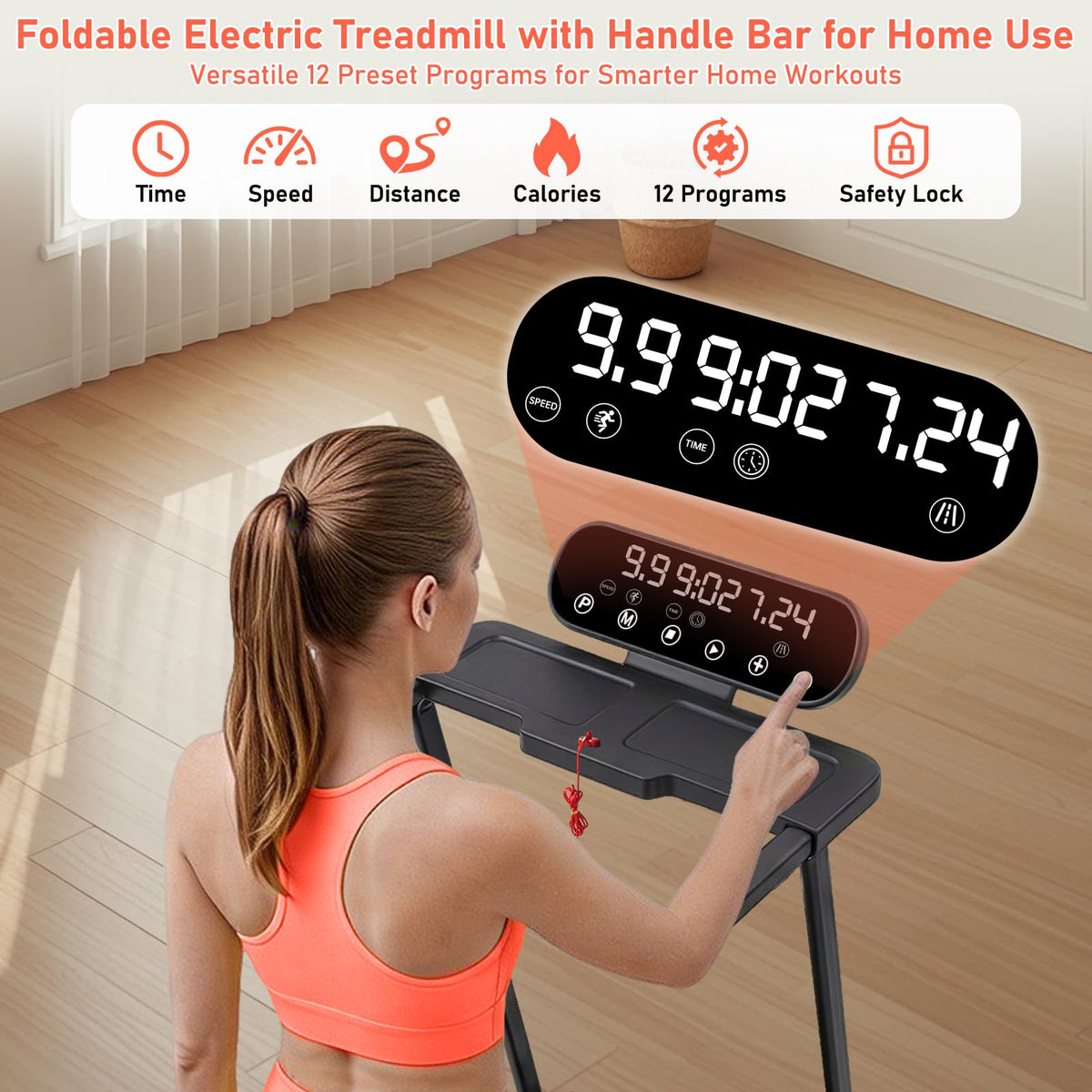 MCRG Portable Walking Pad Treadmill with Handle Bar Incline for Home Small, 3.5HP Electric Walking Pad Treadmill with Incline, Compact Mini Treadmill with Handles for Exercising, 0.6-10MPH, 400LBS