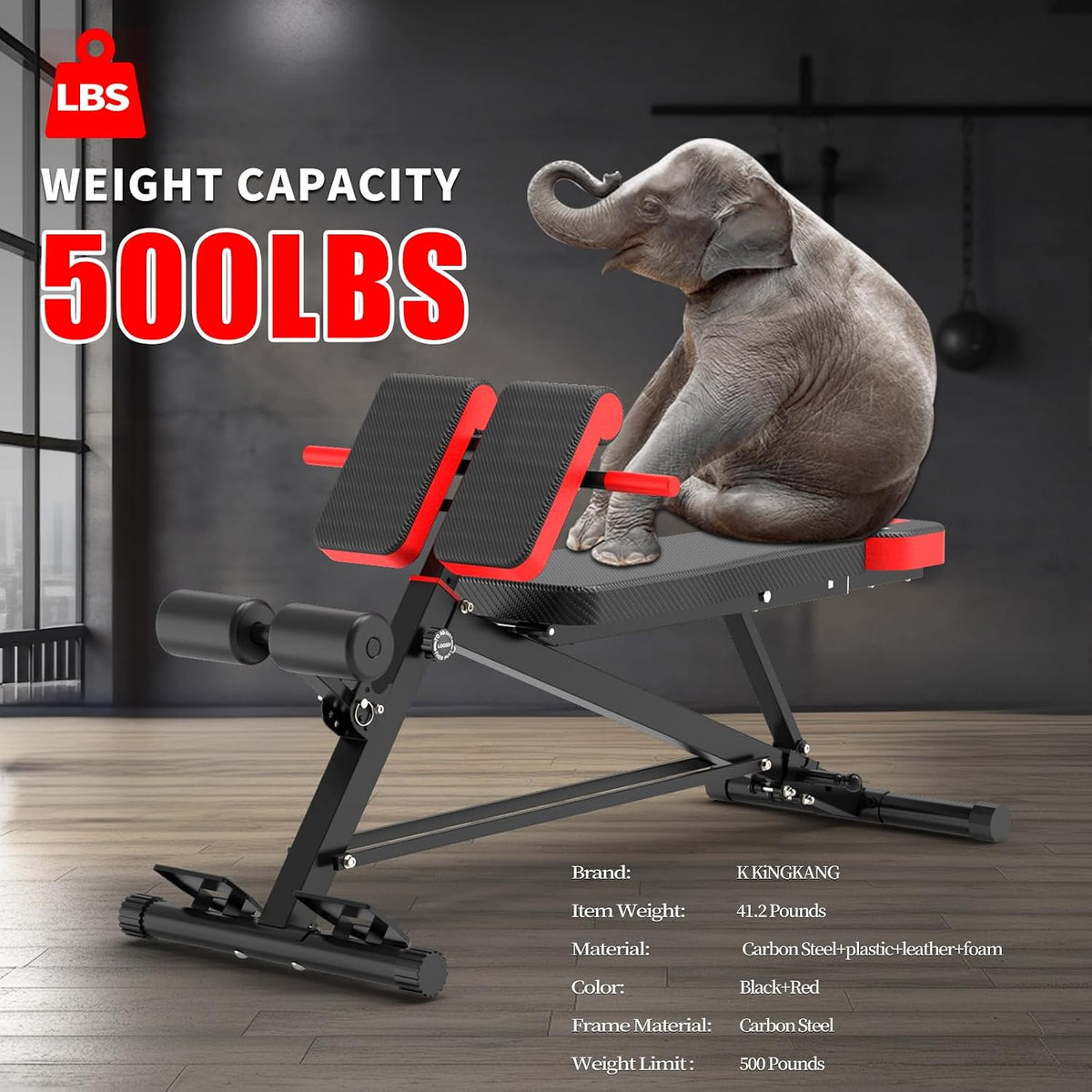 K KINGKANG Weight Bench,Load 500LBS Roman Chair Adjustable Decline/Flat