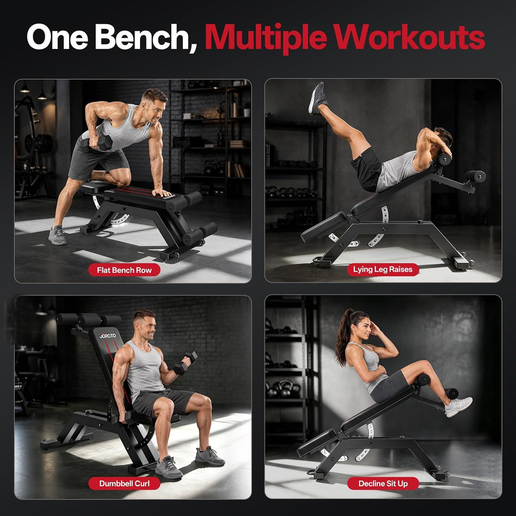 JOROTO Adjustable Weight Bench, Ab Sit Up Bench, 1800LBS Workout Bench