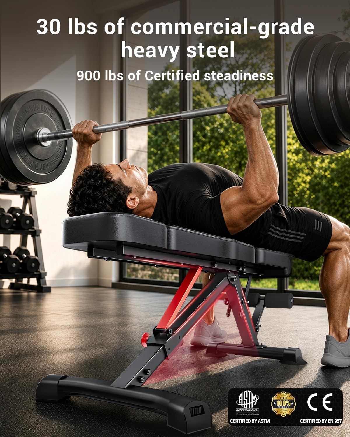 Keppi Weight Bench 900Lb, Adjustable Foldable Sturdy Bench for Home Gym
