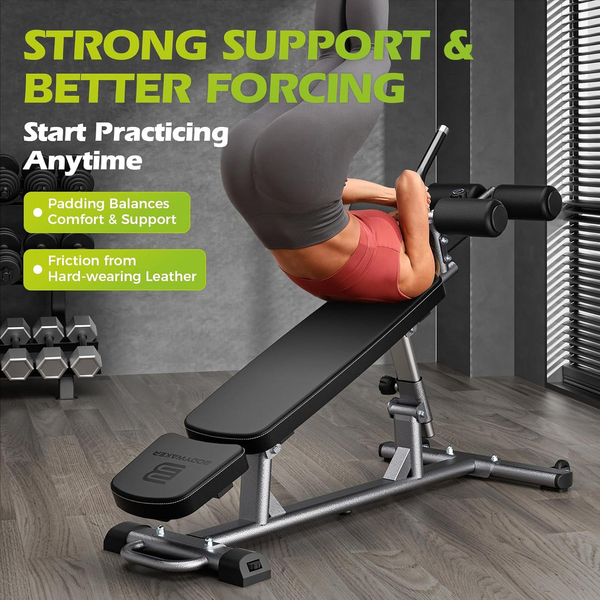 Semi-Commercial Sit-Up Bench with Reverse Crunch Handle for Ab & Core Workout and Decline Bench Press, Adjustable Weight Bench Press Set with 4 Adjustable Heights for Home Gym Strength Training